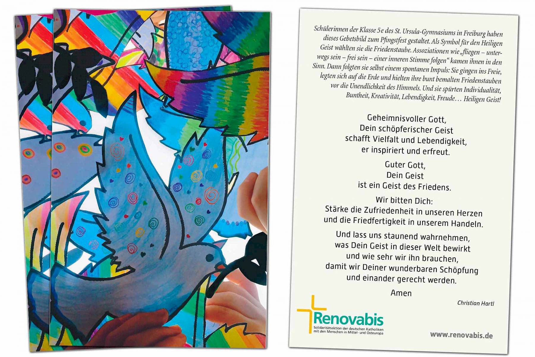 Schülerinnen der Klasse 5e des St. Ursula-Gymnasiums in Freiburg haben das Gebetsbild zum Pfingstfest gestaltet.